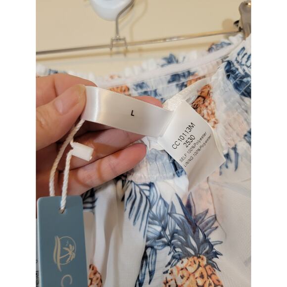 Cupshe NWT Pineapple Print Tiered Ruffle Beach Coverup Skirt Multicolor Large - Picture 7 of 8